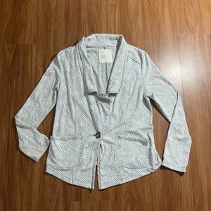 Free People 1970 Womens Grey Zig Zag Blazer One Button Sweater Size Large